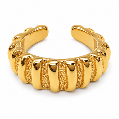 Gold Ribbed Open Ring