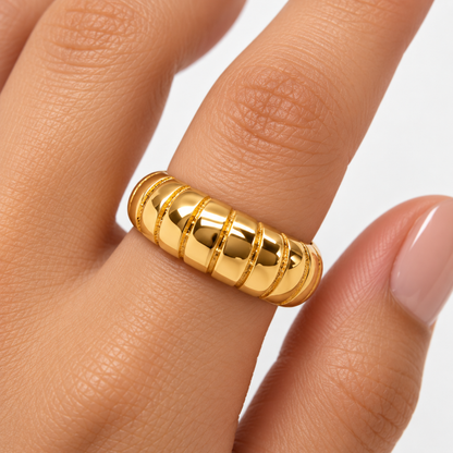 Gold Textured Dome Ring