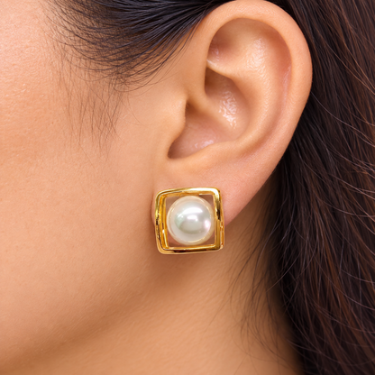 Golden Pearl Studs