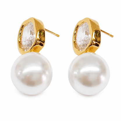 Golden Pearl Drops Earrings