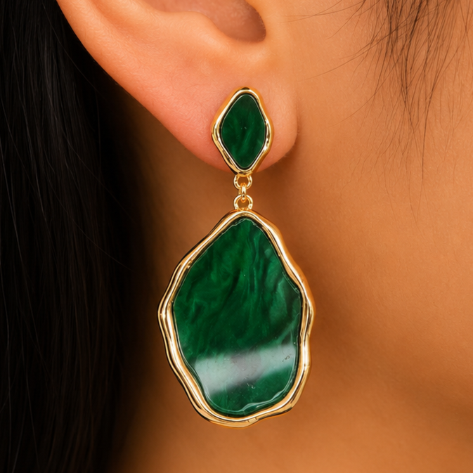 Green Majesty Drops Earrings