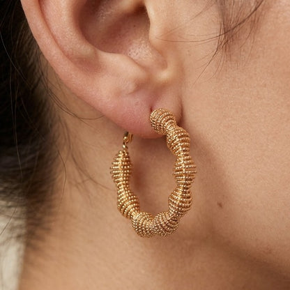 Golden Blossom Circle Hoop Earrings