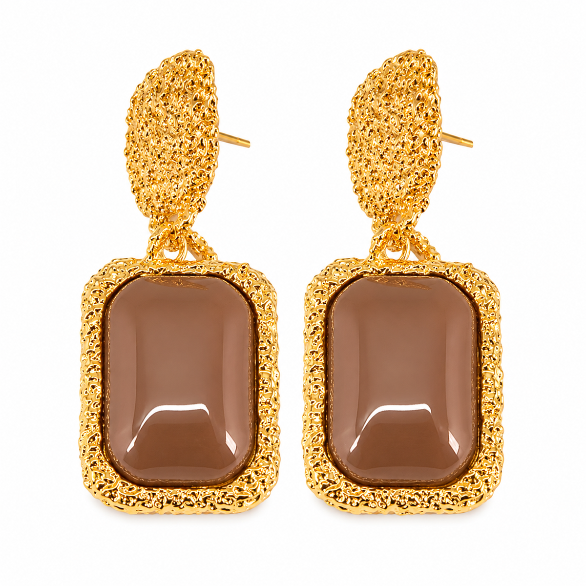 Golden Frame Drop Earrings