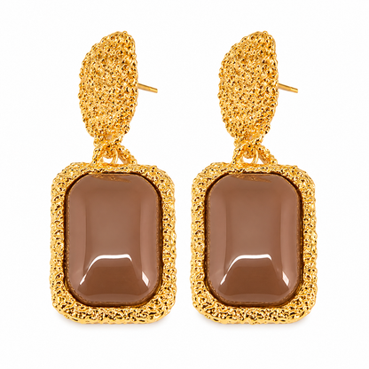 Golden Frame Drop Earrings