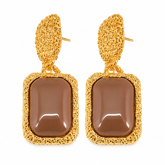 Golden Frame Drop Earrings