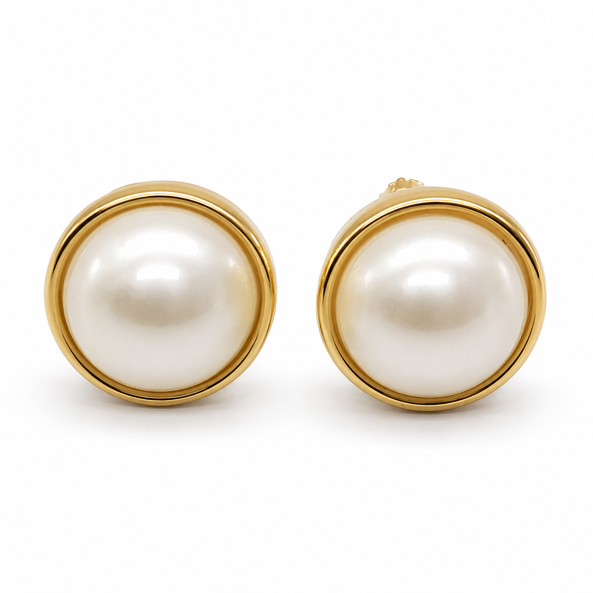 Golden Pearl Disc Studs