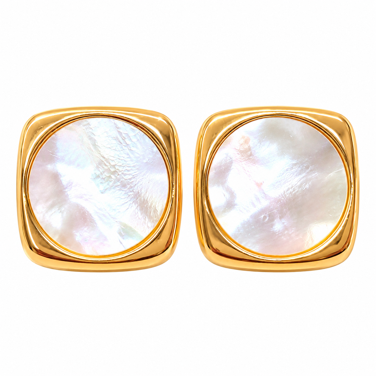 Golden square stud earring