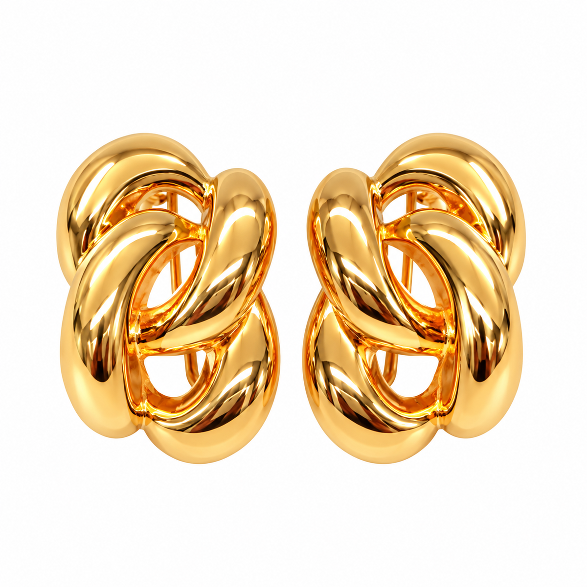 Golden knotted stud earring