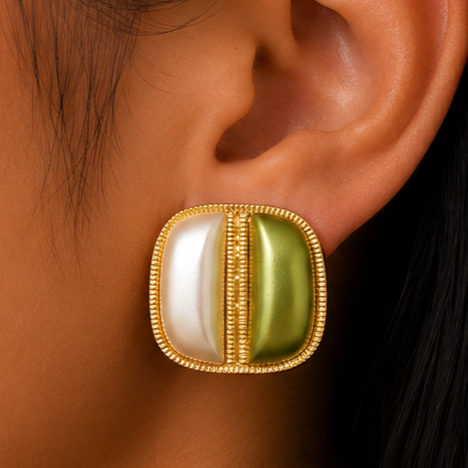 Golden duo pearl stud