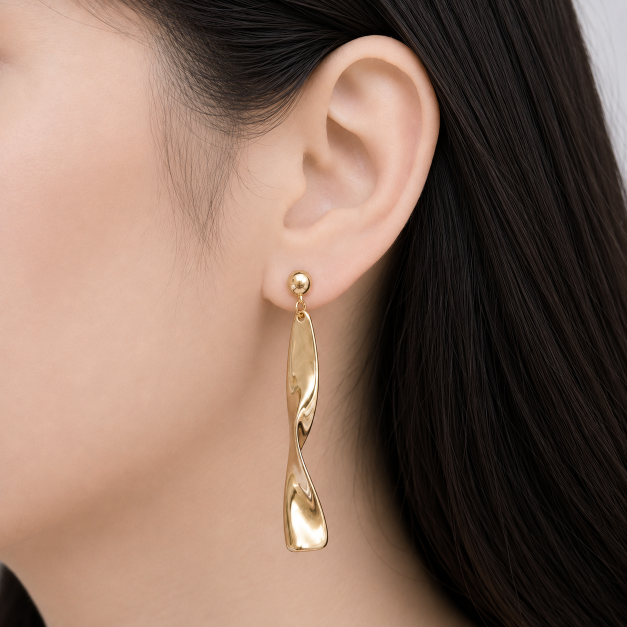 Gold Twisted Drop Earrings