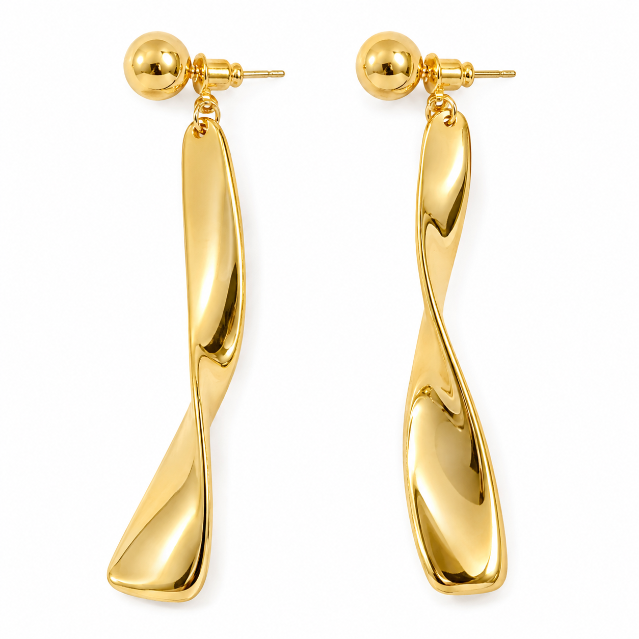 Gold Twisted Drop Earrings