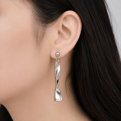 Silver Twisted Drop Earrings