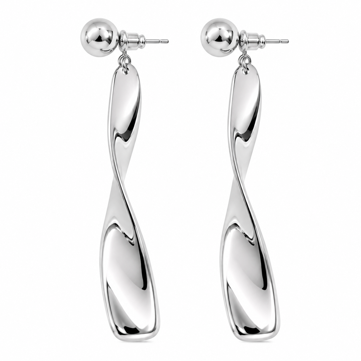 Silver Twisted Drop Earrings