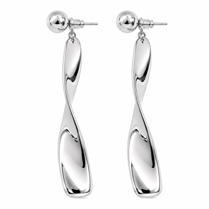 Silver Twisted Drop Earrings