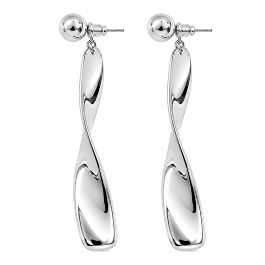 Silver Twisted Drop Earrings