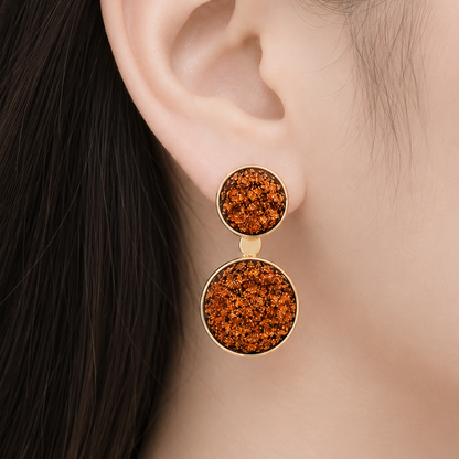 Gold Glitter Disc Earrings
