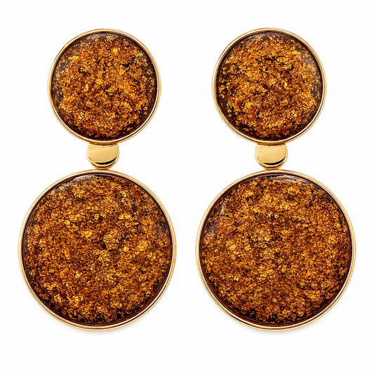 Gold Glitter Disc Earrings