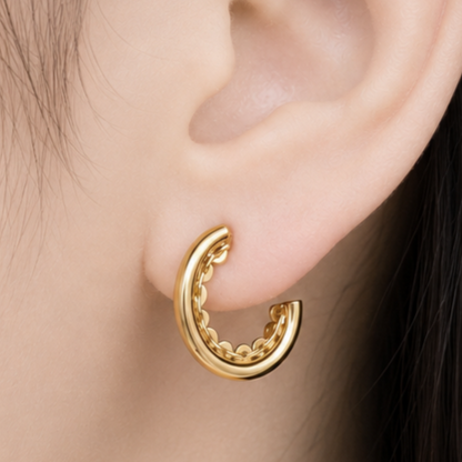 Gold Textured Stud Earrings