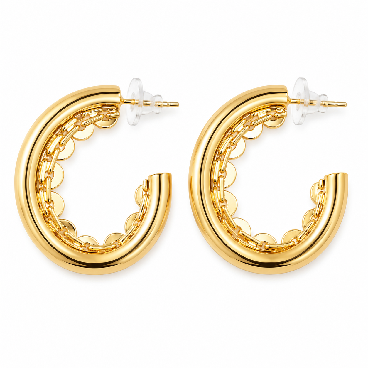 Gold Textured Stud Earrings