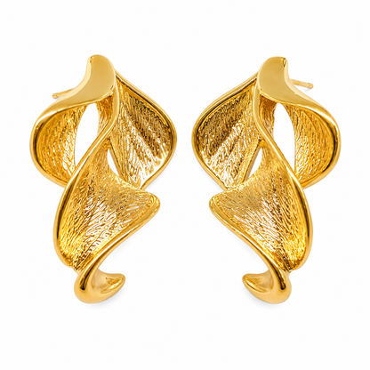Gold Sparkle Leaf Dangle Earrings