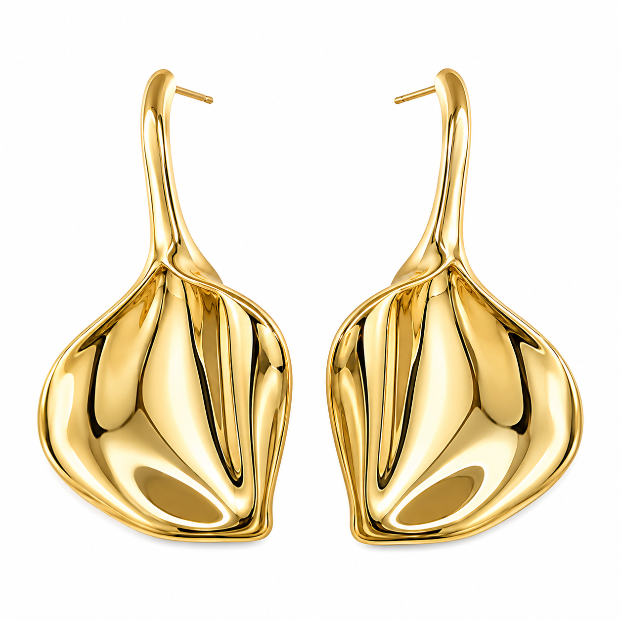 Gold Elegant Leaf Dangle Earrings