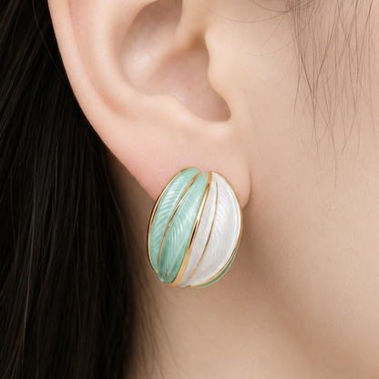 White Mint Shell Stud Earrings
