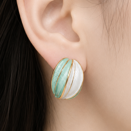 White Mint Shell Stud Earrings