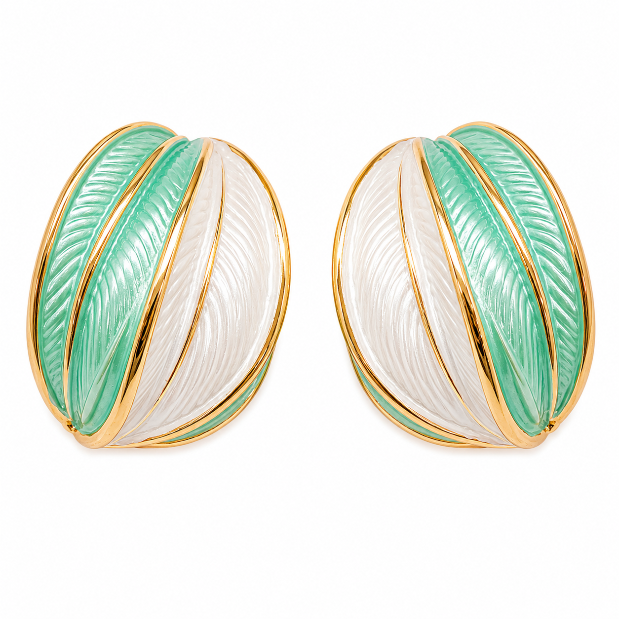 White Mint Shell Stud Earrings