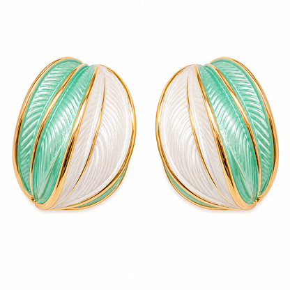White Mint Shell Stud Earrings