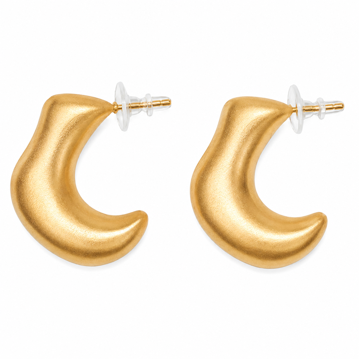 Gold Moon Curve Earrings