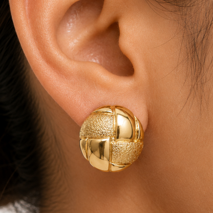Gold Round Stud Earrings
