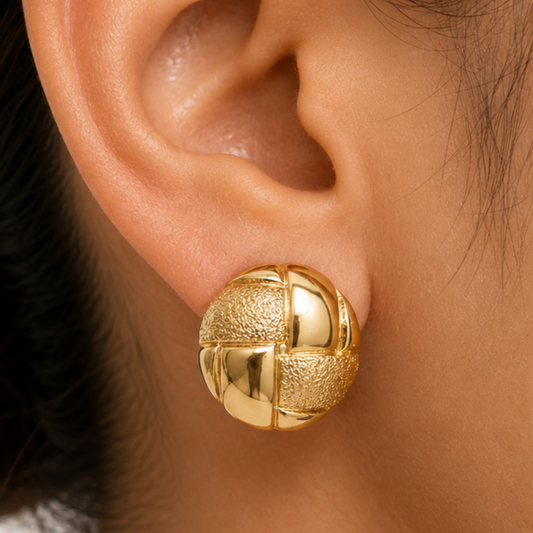 Gold Round Stud Earrings