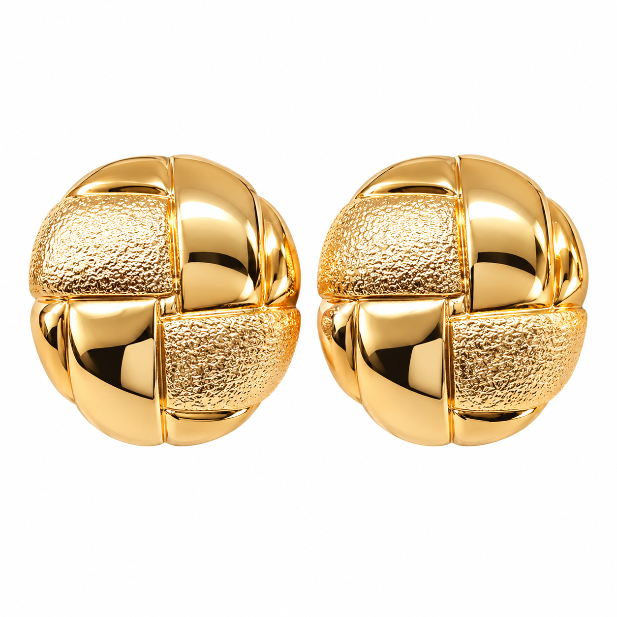 Gold Round Stud Earrings