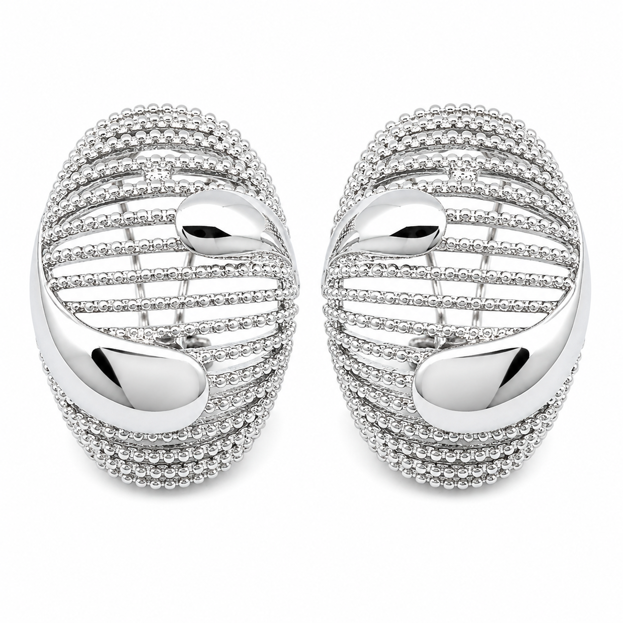 Silver Sparkle Oval Earrings
