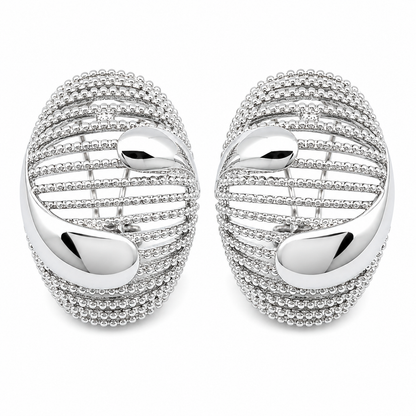 Silver Sparkle Oval Earrings
