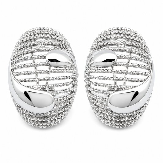 Silver Sparkle Oval Earrings