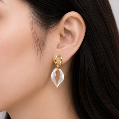 Two-Tone Leaf Drop Earrings