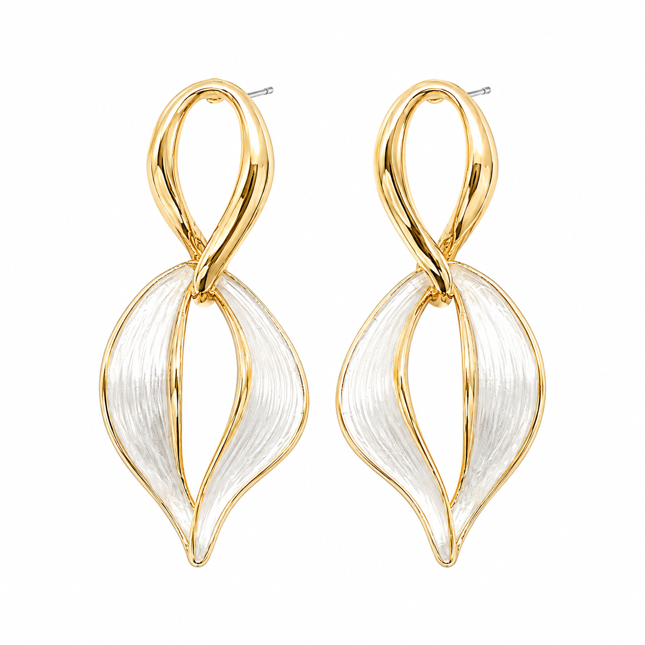 Two-Tone Leaf Drop Earrings