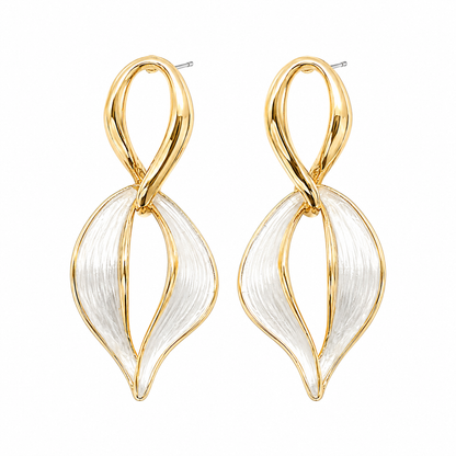 Two-Tone Leaf Drop Earrings