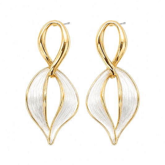 Two-Tone Leaf Drop Earrings