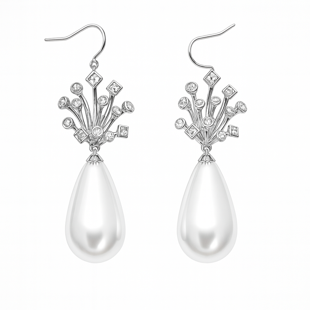 Gorgeous small flower bud with pearl drop earring