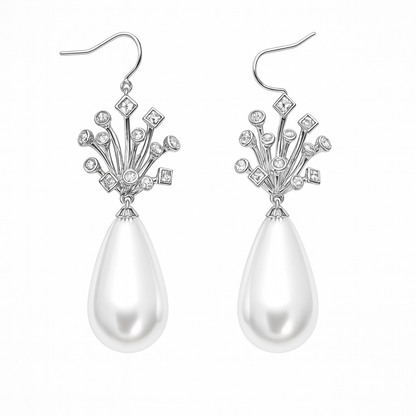 Gorgeous small flower bud with pearl drop earring