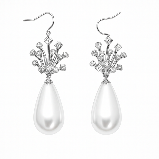 Gorgeous small flower bud with pearl drop earring