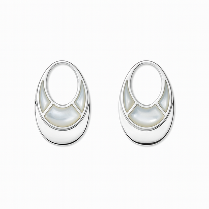 Adorable egg style with mother pearl silver stud earring