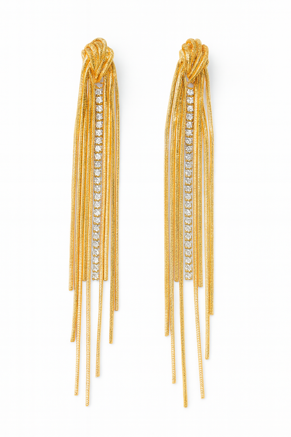 Elegant knot style golden tassel earring