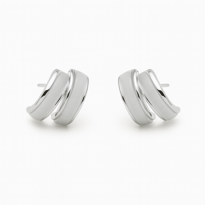 Fine haft circle with grey acrylic stud earring