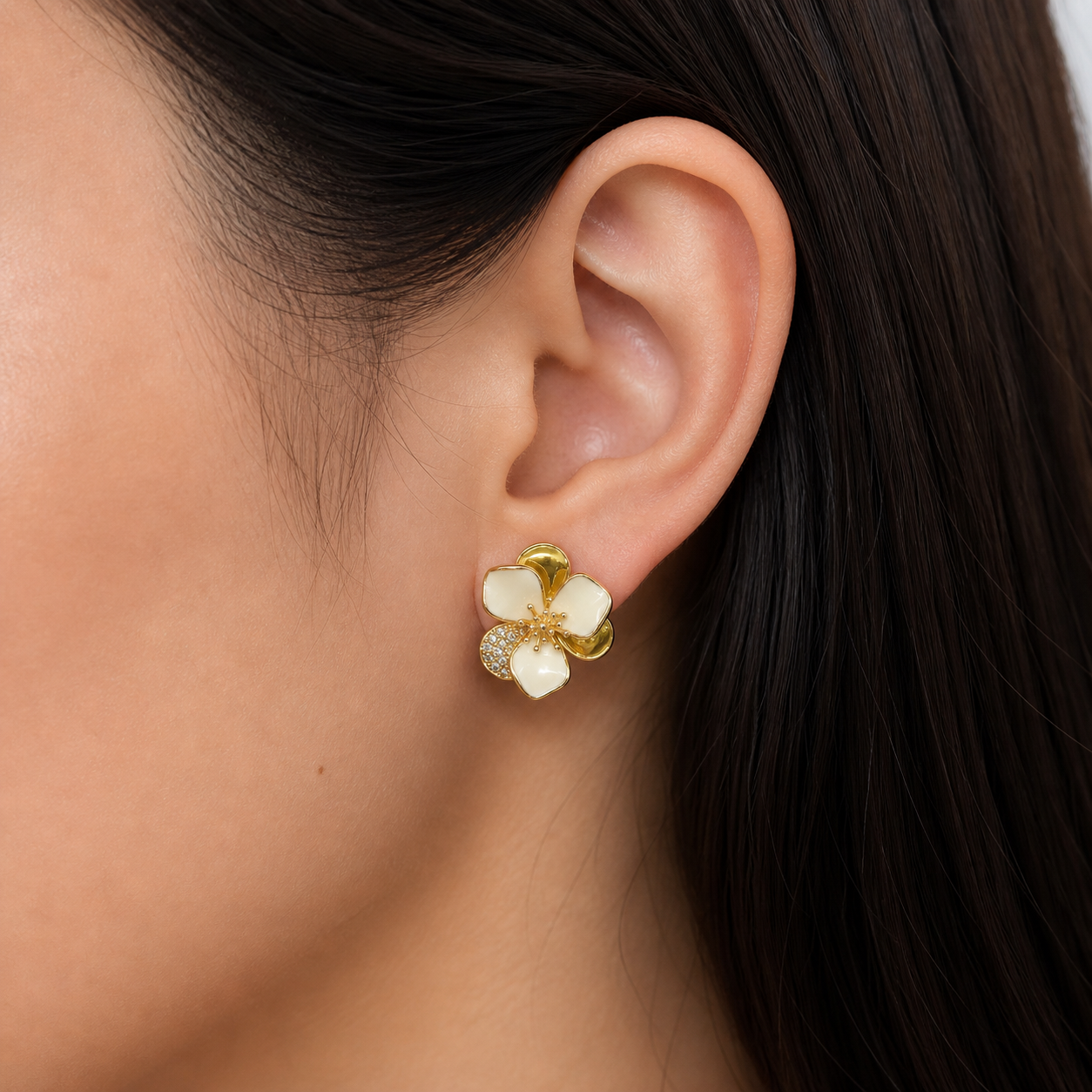 Charming Orchid Flower Style Stud Earring