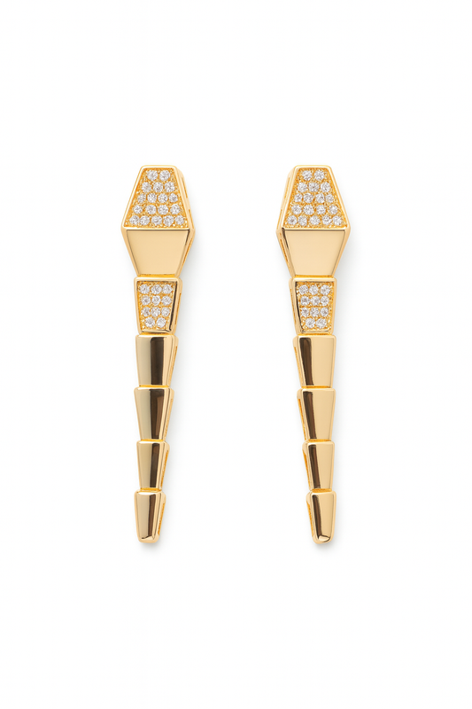 Snake Shape Cubic Stone Stud Earring