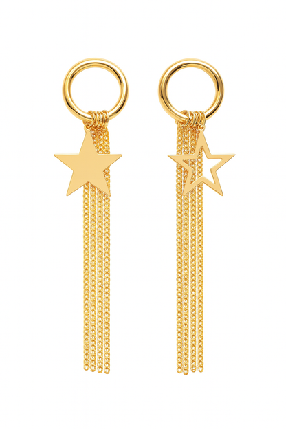 Classic geometric style long tassel earring