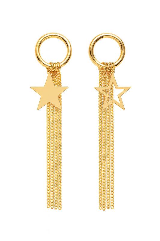 Classic geometric style long tassel earring